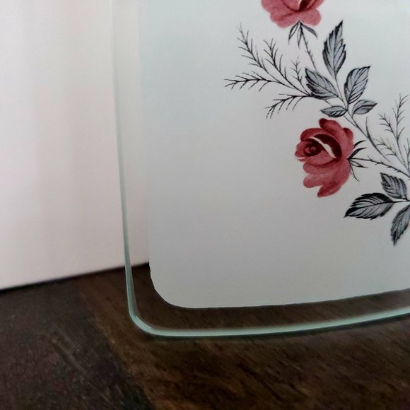 25th Wedding Annuversary Plaque Floral Frosted Glass Display Gift Party Table - Picture 4 of 6